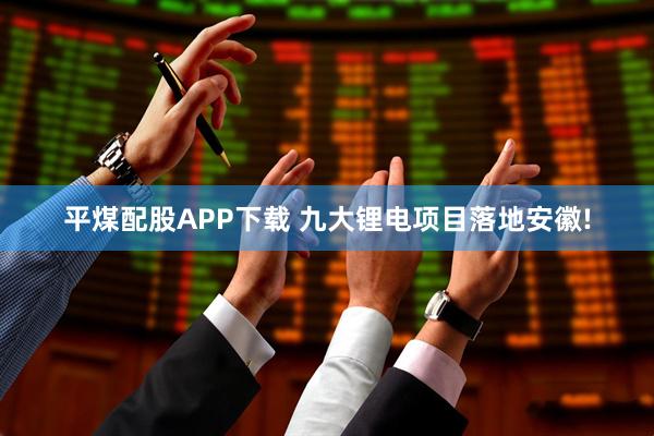 平煤配股APP下载 九大锂电项目落地安徽!